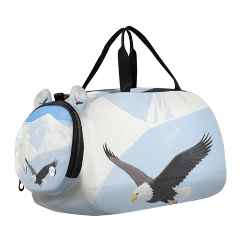 Snow Mountain Bird - Bolsa de deporte para niños y niñas con compartimento para zapatos, ligera