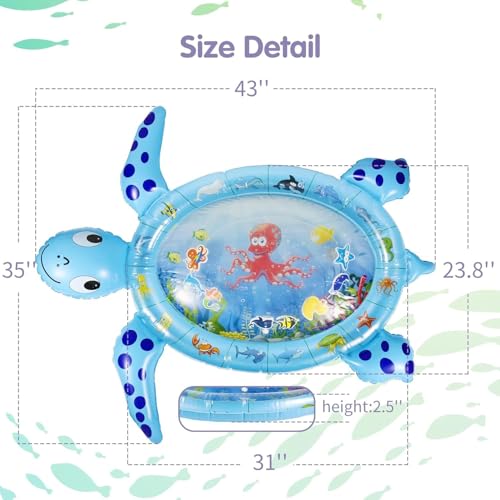 Image of Famous Quality Kids Water Play Mat Toys Inflatable Tummy Time Water Play Mat and Toddlers Perfect Fun Activity Inflatable Mat, Outdoor Water Play Mat for Baby - Pack of 1