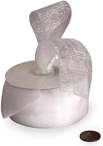 1 1/2" X 100 Yards White Shimmer Sheer Organza Ribbon