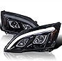 SPEC-D TUNING Glossy Black Smoke LED Projector Headlights Compatible with 2007-2011 Honda CR-V Left + Right Pair Headlamps Assembly