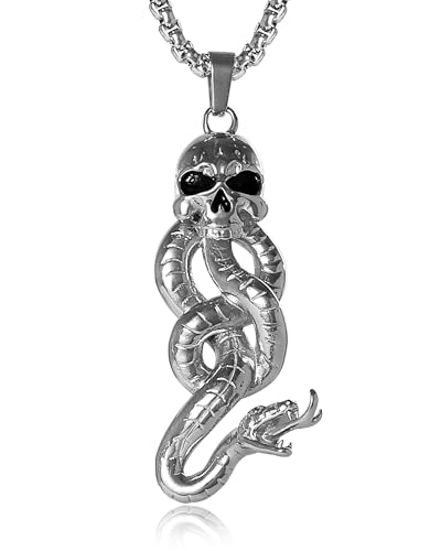 Harry Potter Dark Mark Skull and Snake Pendant Necklace for Men Official License, 22
