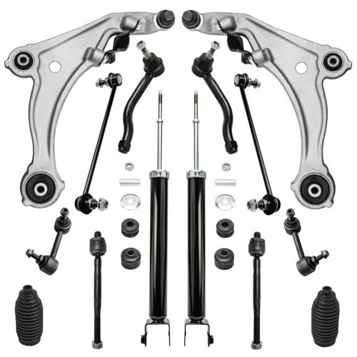 Image of Detroit Axle - 16pc Front Struts Kit for 2009 2010 2011 2012 2013 2014 Nissan Maxima, 2 Struts 4 Tie Rods 2 Lower Control Arms Ball Joint 2 Boots 2 Rear Shocks 4 Front Rear Sway Bars Replacement