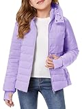 Haloumoning Girls Hooded Puffer Jacket Kids Winter Quilted Down Coats with Zipper Pockets 5-14 Years
