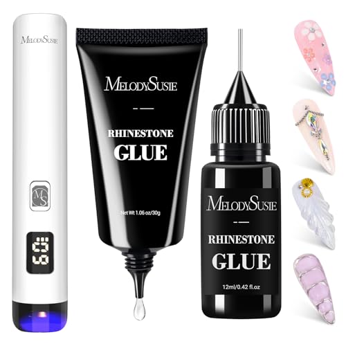 MelodySusie ART01RX Cordless Gel X Nail Lamp and Nail Rhinestone Glue-White