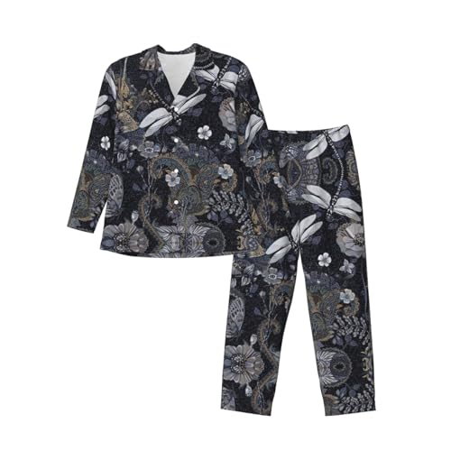 Ensemble pyjama homme doux à manches longues, vêtement de nuit boutonné haut de gamme