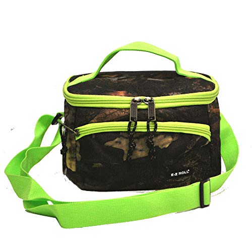 E-Z Roll" Tree Camouflage Lunch Bag/6 Pack Cooler Bag In Multiple Colors (Lime Trim) #TOP5