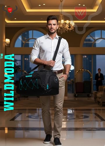 Image of 50L Duffel Travel Bag with Multiple Pockets | Ideal for Gym & Outdoor Trips (Black & Blue)