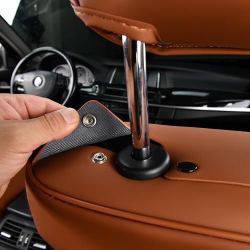 Image of FLORICH Car Seat Covers Front Leather Seat Cover Waterproof Seat Cover for SUV Full Coverage Car Seat Protector Universal Fit for Most Cars Trucks SUV, Brown&Black