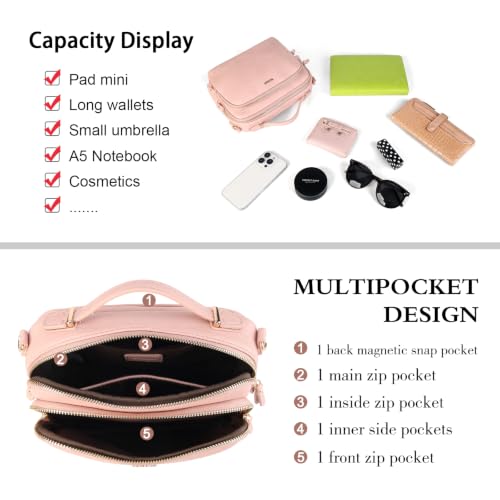 Image of Crossbody Bag for Women, Convertible Satchel Purse with Top Handle | Multi-Pockets Shoulder Bag with Soft Vegan Leather, Fit iPad mini, Lightweight Organizer for Daily, Work and Travel