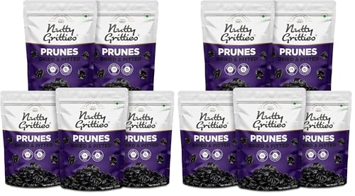 Image of Nutty Gritties California Pitted Prunes 1KGS- Dried Fruit Plums (Pack of 10-200GMS Each)