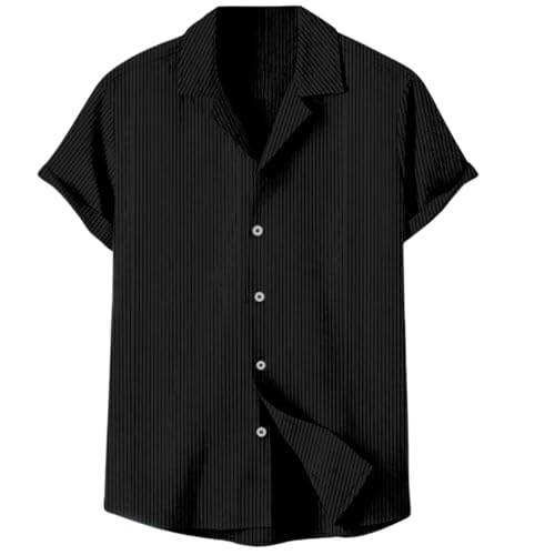 Image of MiraMichi Stylish Men's Regular Fit Half-Sleeve Corduroy Striped Casual Shirt - Perfect