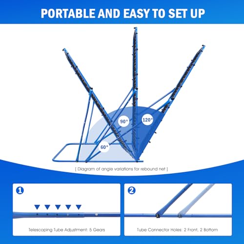 Image of Soccer Baseball Rebounder Soccer Goal Net, Volleyball Rebound Pitchback Net | Quick Switch Angle Soccer Softball Training for Ball Control, Passing, Bounce Back Practice, Easy Setup Lacrosse Soccer Gifts
