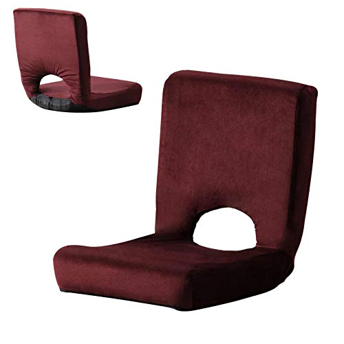 LEOVOL 座椅子 フロアチェア スリム 低反発ウレタン 省スペース 収納便利 1年間保障 持ち手付き 持ち運び便利 軽量 車用 ピクニック用 花見用【小さめ】レッド