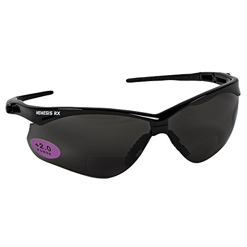 KleenGuard (formerly Jackson Safety) V60 Nemesis Vision Correction Safety Sunglasses (22518), Smoke Readers with +2.0 Diopters, Black Frame, 6 Pairs / Case