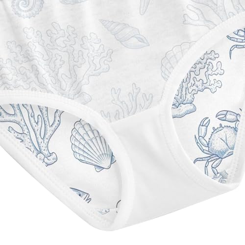 Toddler Girl Panties, Sea Creatures Seahorses Cotton Underwear Girls, 2–8 Years4