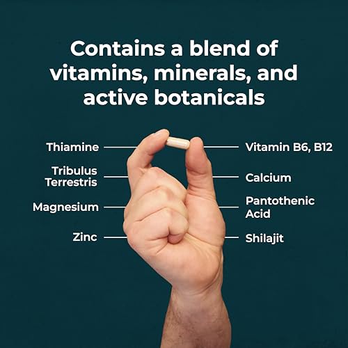 Health & Him Andropause 55+ Supplements for Men - with Shilajit & Tribulus Terrestris - Mens Multivitamin 60 Capsules. Vegan, Gluten-Free - Image 6