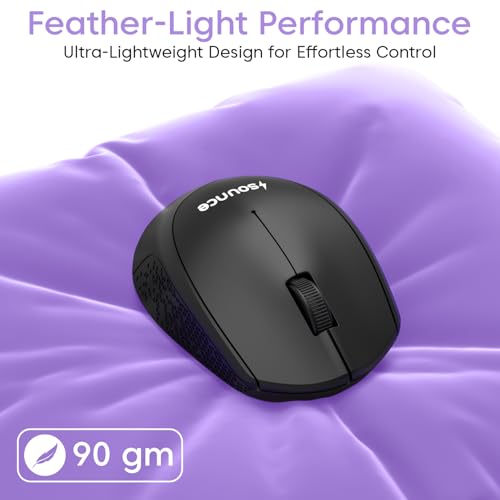 Image of Sounce Zyro Wireless Mouse 2.4GHz USB Nano Receiver with 1200 DPI Optical Sensor, 3 Button Ergonomic Design, 18M Battery Life, Quieter Clicks and Smooth Tracking for PC LaptopUsers (Black)