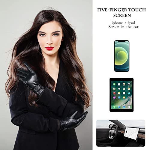 Flintronic Inverno Guanti per Donna, Faux Pelle