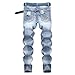 Maiyifu-GJ Jeans for Men Slim Fit Stretch Ripped Skinny Trousers Distressed Straight Leg Fashion Comfort Flex Waist Pants (GreyBlue2,30)