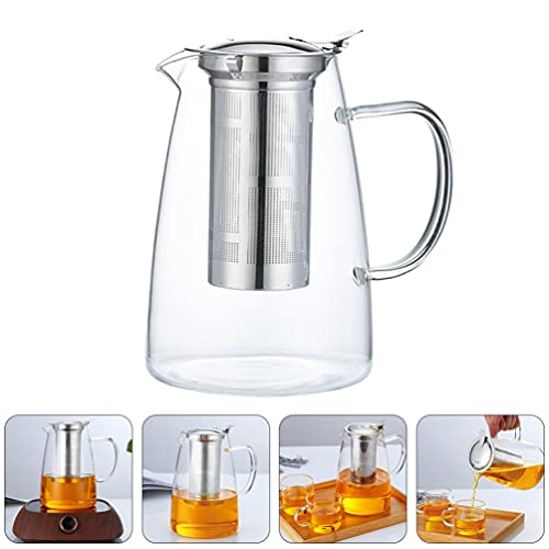UPKOCH Jarro de Vidro 1250ML Bule Com Infusor de Aço Inoxidável Tampa Jarra De Suco Pote de Café Gar