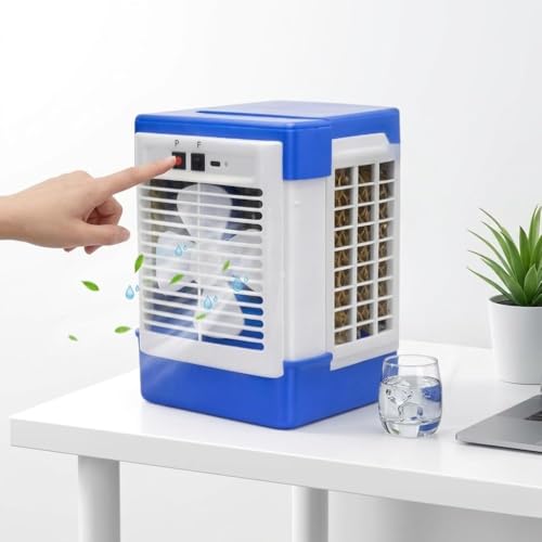 Drumstone (𝟏𝟓 𝐘𝐄𝐀𝐑𝐒 𝐖𝐀𝐑𝐑𝐀𝐍𝐓𝐘) Mini Portable USB Air Cooler Fan with 500ml Water Tank, Personal Desk Air Conditioner, Humidifier & Cooling Fan for Home, Office, Camping — image 1 of 6