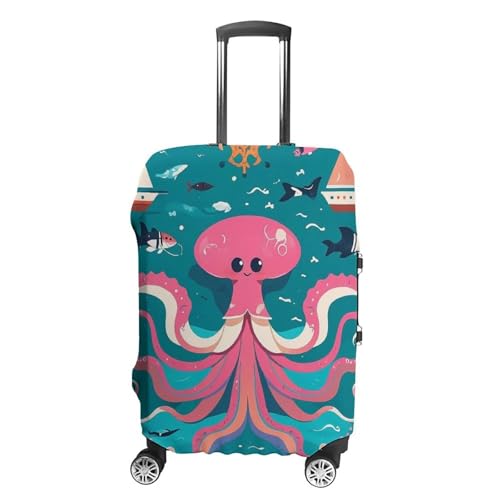 Marine Creatures for Navigation Luggage Covers for Suitcases, Washable Travel Accessories, Anti-Scratch & Dust Protection Suitcase Cover Protector Fits 19-32 Inch Luggage M