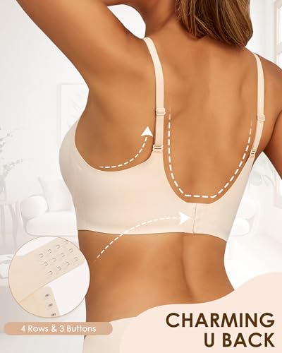 HORISUN Womens Bras for Women Wireless Comfort Full Coverage Mesh Breathable Padded No Underwire Support T Shirt Bra4