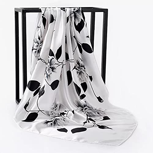 Bufanda de Seda para Mujer, pañuelo Estampado para el Cuello, pañuelo Cuadrado para Oficina, pañuelo para Mujer (Enchufe Estadounidense, 90 cm x 90 cm)