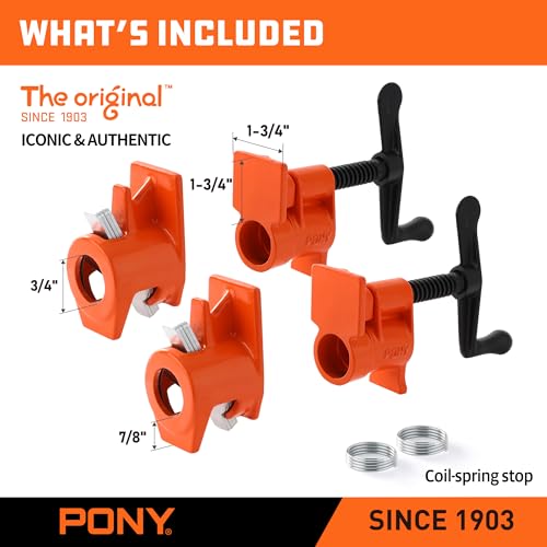 Image of PONY ORIGINAL 2-Pack 50 Wood Gluing Pipe Clamp Fixture for 3 /4 Inch Black Pipe