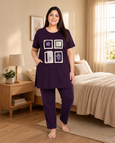 Image of In Love Women's Printed Cotton Plus Size Longline T-Shirt with Pockets | Cotton fabric - soft longline T-shirt with easy plus-size fit
