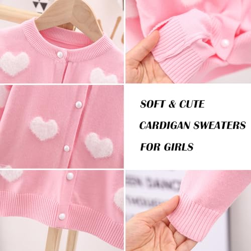 Image of ASHER FASHION Girls Knit Cardigan Heart Sweater Long Sleeve Button Down Love Coat for 2-8 Years Kids Tops