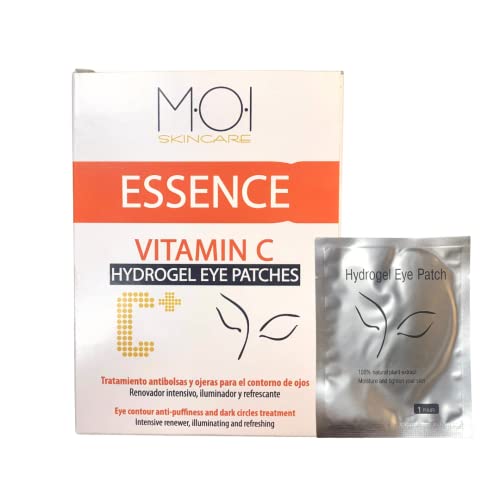 ESSENCE Tratamiento antibolsas y ojeras para el contorno de ojos HYDROGEL EYE PATCHES con Vitamina C 10 sobres con 2 parches MOI Skincare