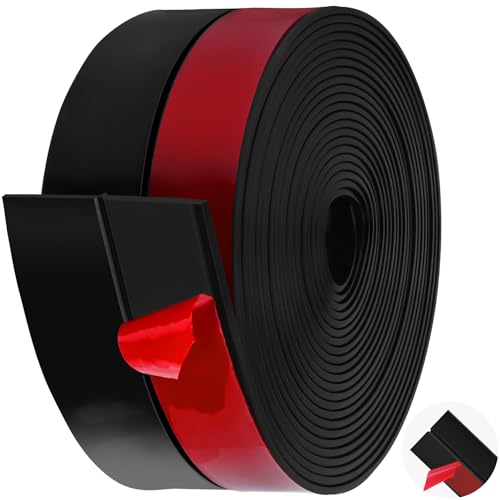 MYFAMIREA Door Weather Stripping 3IN (W) x 20FT (L) Door Draft Stopper Seal Tape Silicone Seal Strip Self Adhesive Shower Sweep Insulation Tape Side Bottom Strip for Sliding Glass Window Gap, Black