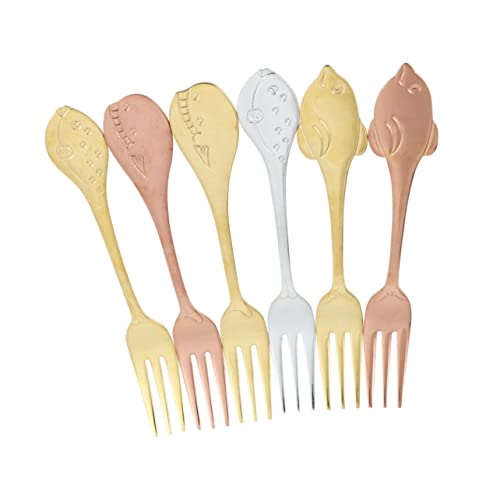 MAGICLULU 6-teiliges Fischgabel-set Aus Edelstahl – Dessertgabeln Mit Griff – Hochglanzoberfläche – Leicht Zu Reinigen Und Rutschfest