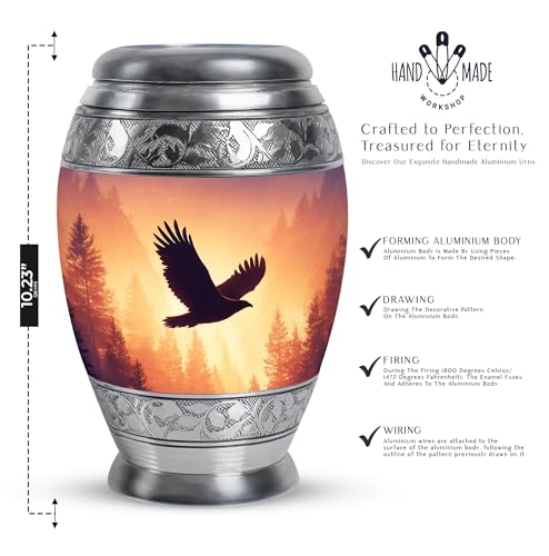 Image of Eagle Urn for Ashes Unique Cremation Urns 10 Inch Large | Unique Cremation Urns, Burial Urns for Adult Human Ashes Women, Memorial Funeral Urn