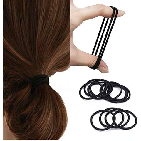 ALIQI 50 Pcs Black Hair Bands for Women Thick and Thin Hair Elastic Rubber Bands Basic Hair Ties Rope Ponytail Holder Hairbands Cover