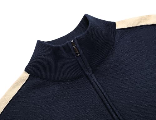 Image of COOFANDY Men's Quarter Zip Up Sweaters Slim Fit Lightweight Mock Pullover