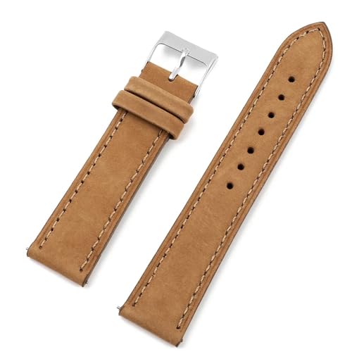 Bracelet de montre en cuir nubuck 20mm marron vintage à pompe rapide