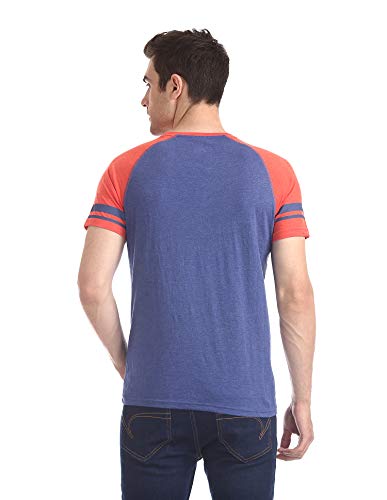 Image of Colt Men's Printed Regular fit T-Shirt (280078565 Blue-Mel XS HS x-Small)