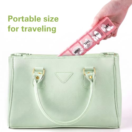 Image of BUG HULL Weekly Pill Organizer Large 2 Packs, Extra Large Travel Pill Organizers, Pill Box 7 Day, Travel Pill Case, Medicine Pill Organizer for Medications (Lavender+ Pink)