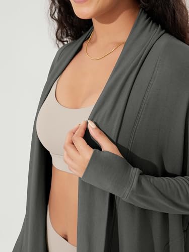 Image of ODODOS Women's Drape Open Front Cardigans Cozy Soft Long Sleeve Casual Wrap Outerwear with Pockets Thumb Hole