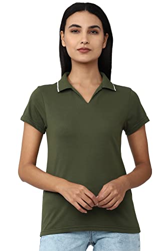 Image of Van Heusen Women's 100% Cotton Half Sleeve Solid Polo Regular Fit T-Shirt