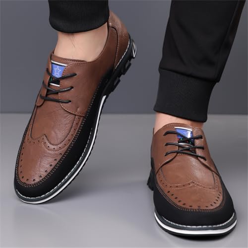 Image of Men's Casual Dress Oxfords Shoes Business Formal Italy Prince Classic Oxford Lace Up Craft Mesh Sneakers