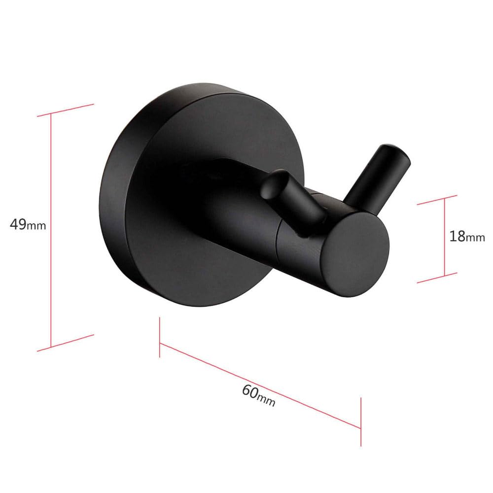 Bellissimi ganci classici SUS304 Cucina in acciaio inossidabile Bagno Ganci doppi per accappatoio nero opaco di alta qualità, Nero opaco, 1