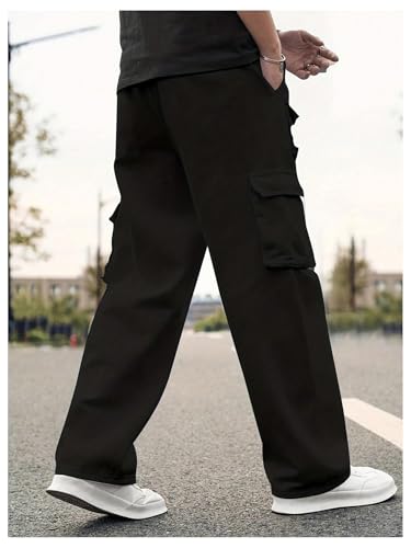 Verdusa Men's Cargo Pants Drawstring Waist Straight Leg Work Pants Trousers with Pockets2