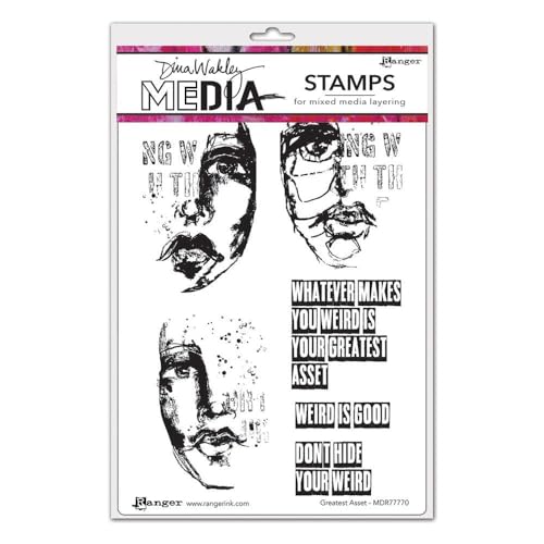 Tampons Cling Dina Wakley Media 6x9 Greatest Asset scrapbooking art journal