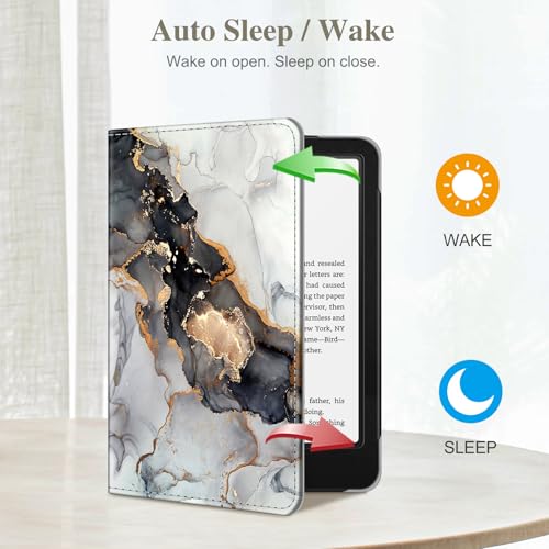 Image of Fintie Case for 7 inch /6.8 inch Kindle Paperwhite(12th /11th Generation-2024 /2021) and Kindle Colorsoft Signature Edition -Slim Foldable Stand Cover Auto Wake /Sleep for Paperwhite 2024, Cloudy Marble
