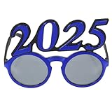 FELTECHELECTR Gafas Divertidas para Fiesta con Números Redondos Accesorio de Pc Resistente para Disfraces y Celebraciones de Año Diseño Azul Holográfico para Ambiente Alegre y Festivo