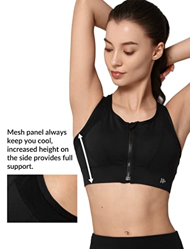 Yvette High Impact Zip Front Sports Bra Mesh Racerback Workout High Support Sports Bras for Women Large Breasts4