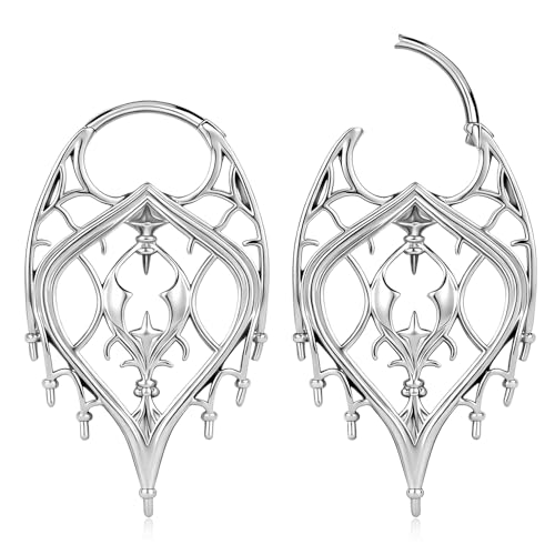 Atomhole 2PCS Ear Weights Hangers for Stretched Ear Lobes 316 Stainless Steel Gothic Dangle Ear Weights Gauges Hypoallergenic Ears Expander Hangers Body Piercing Jewelry for Women and Men